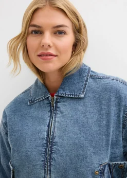 Mujer bonprix bonprix Cazadora vaquera con forro cálido, cropped