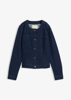 bonprix bonprix Chaquetas Y Abrigos>Cazadora vaquera con piedras brillantes Azul oscuro denim