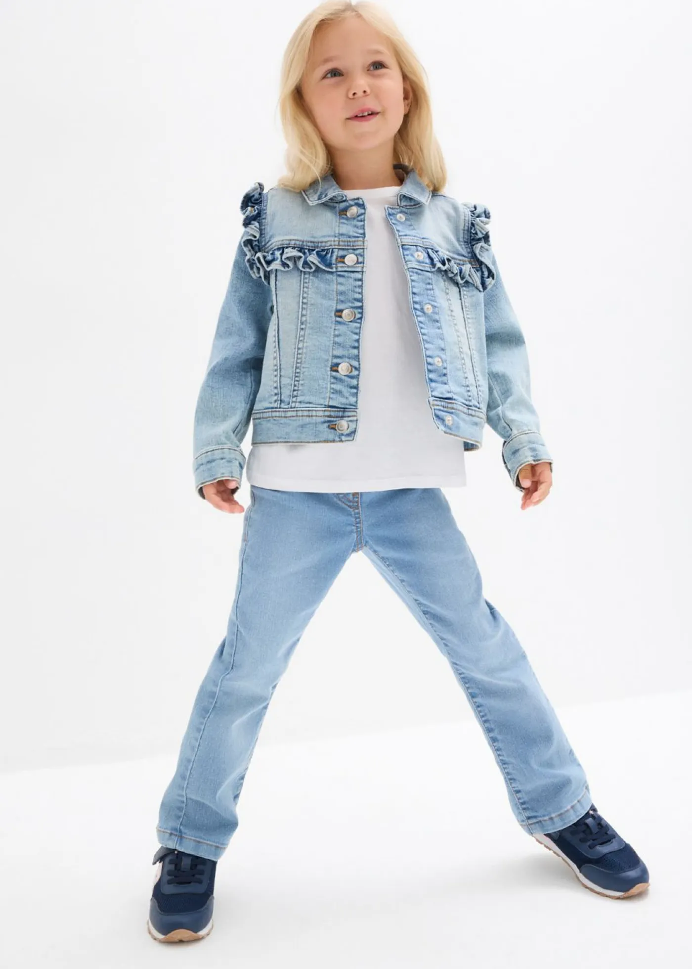 bonprix bonprix Ropa 2 A 9 Años·Prendas Exteriores Y Outdoor>Cazadora vaquera de mezcla de algodón orgánico elástico Denim claro