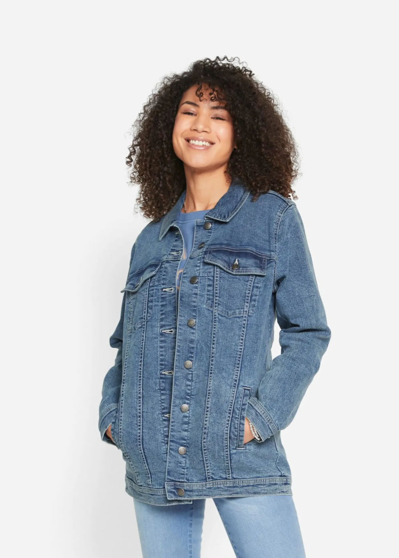 bonprix bonprix Chaquetas Y Abrigos>Cazadora vaquera elástica con corte boyfriend Denim desgastado