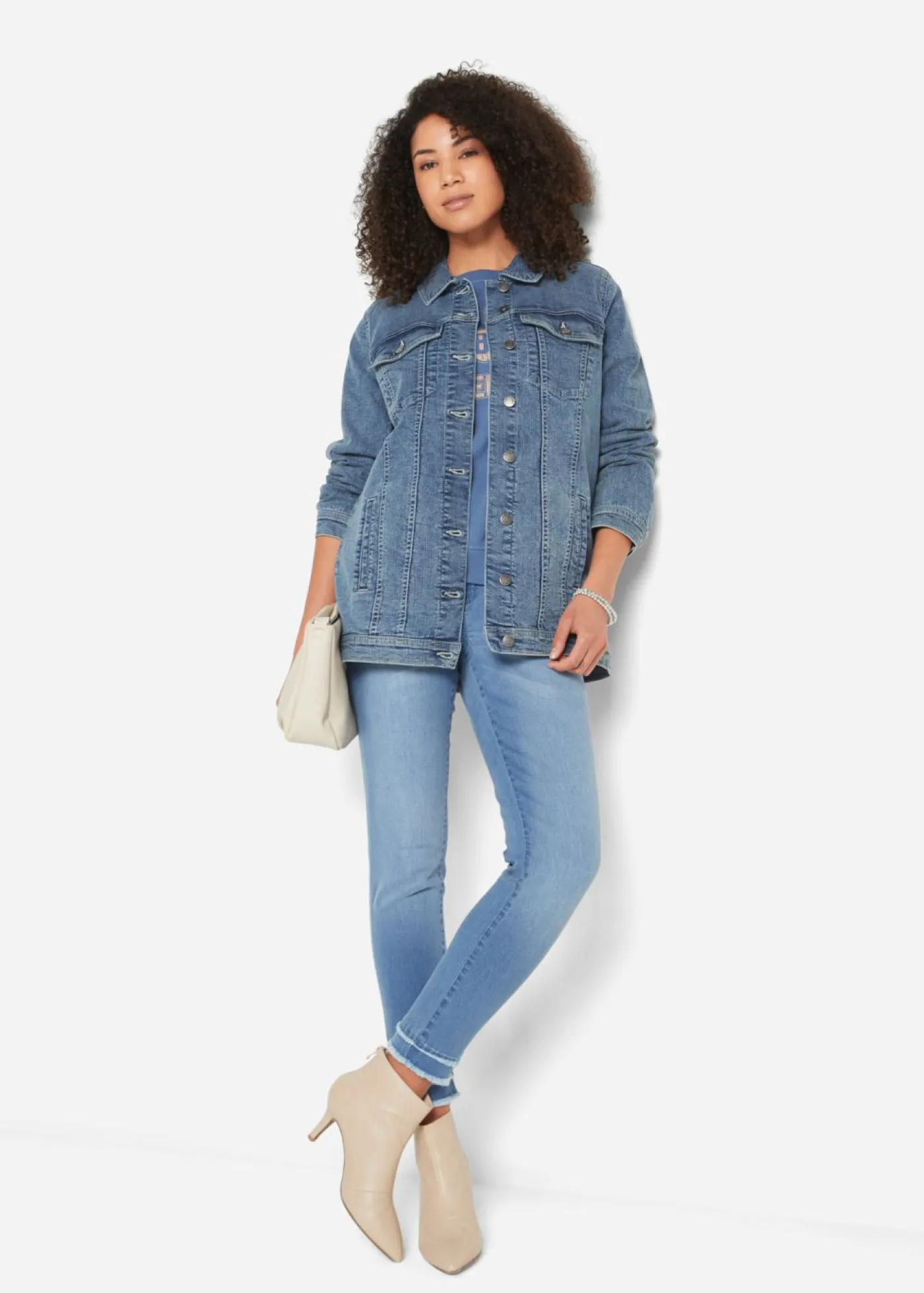 bonprix bonprix Chaquetas Y Abrigos>Cazadora vaquera elástica con corte boyfriend Denim desgastado