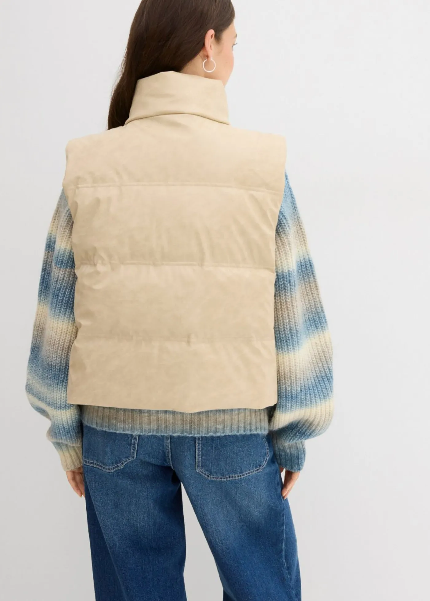 bonprix bonprix Chaquetas Y Abrigos>Chaleco acolchado de piel sintética Arena claro