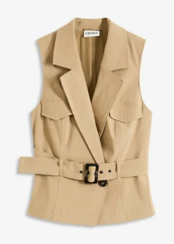 bonprix bonprix Chaquetas Y Abrigos>Chaleco con cinturón oliva pálido