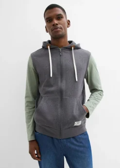 bonprix bonprix Chándals>Chaleco de chándal con capucha de suave mezcla de algodón pizarra moteado