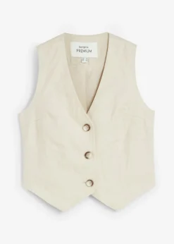 bonprix bonprix Premium|Chaquetas Y Abrigos>Chaleco de lino puro Arena claro