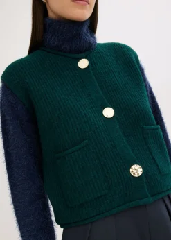 Mujer bonprix bonprix Chaleco de punto con botones decorativos