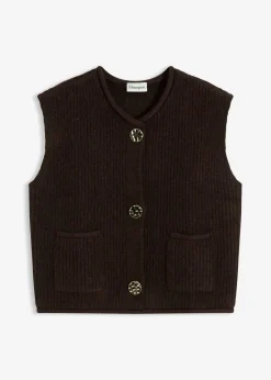 Mujer bonprix bonprix Chaleco de punto con botones decorativos