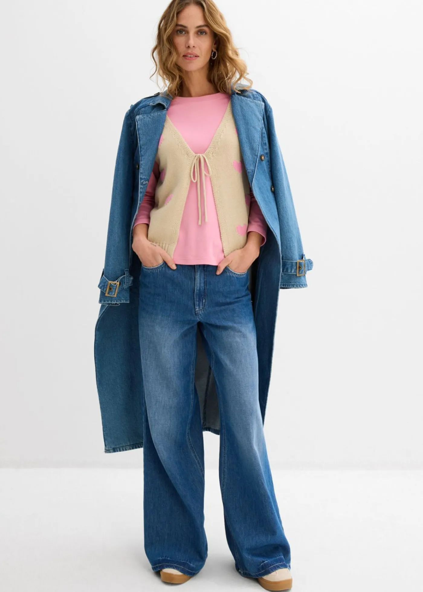 bonprix bonprix Chaquetas Y Abrigos|Ropa De Punto>Chaleco de punto de mezcla de algodón arena claro-rosa