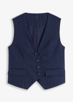 bonprix bonprix Chaquetas Y Abrigos>Chaleco de traje de mezcla de viscosa azul marino rayas verticales