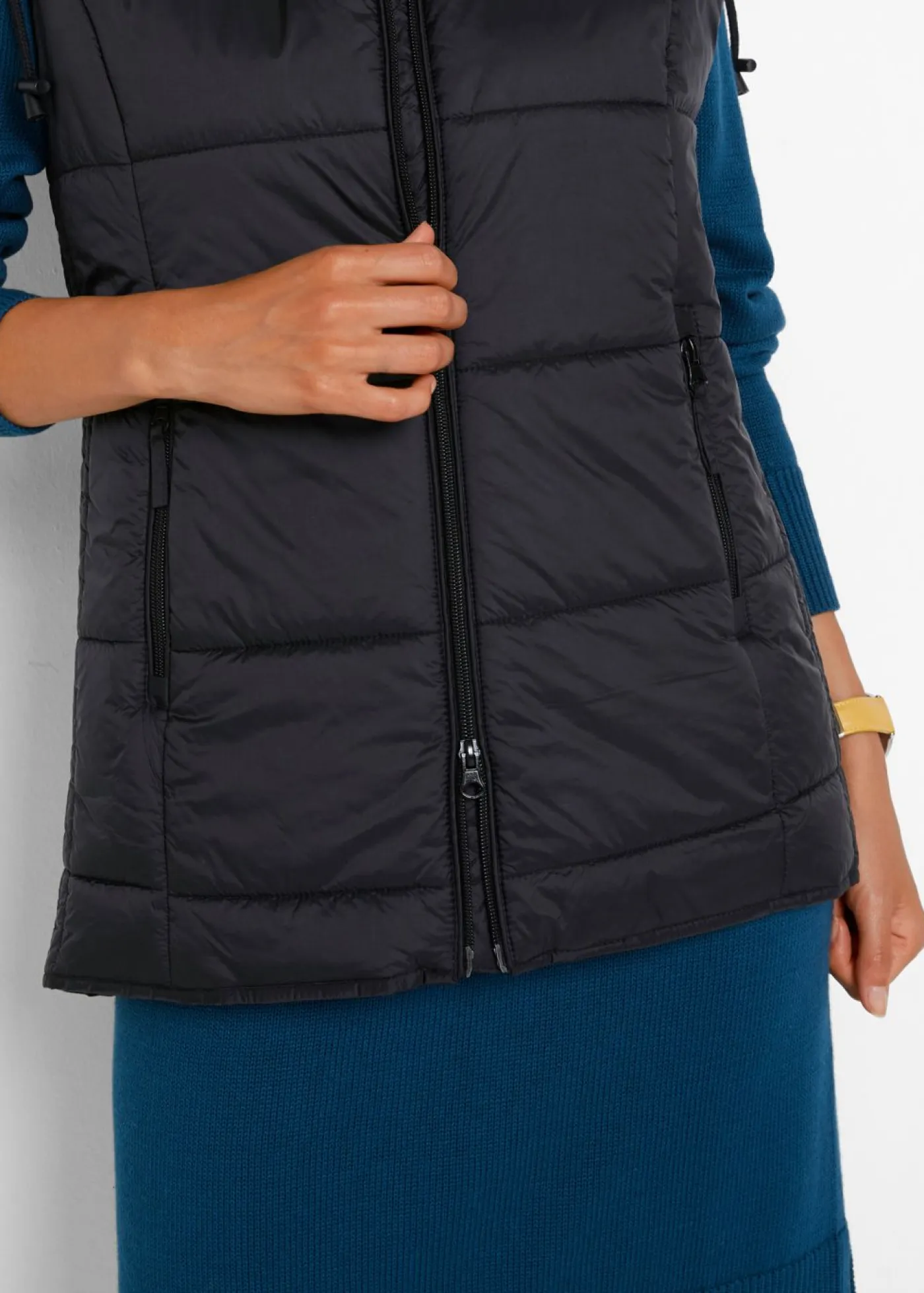 Mujer bonprix bonprix Chaleco guateado con capucha desmontable