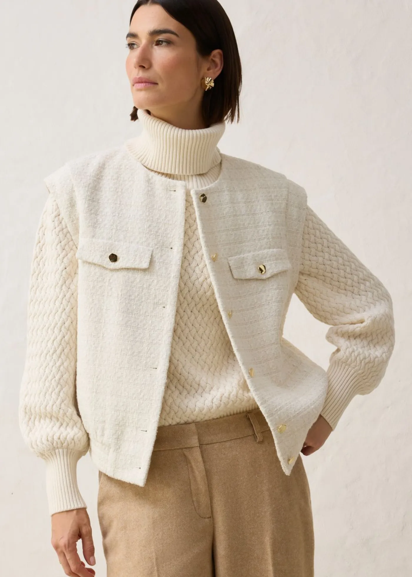 Mujer bonprix bonprix Chaleco tipo americana con contenido de lana