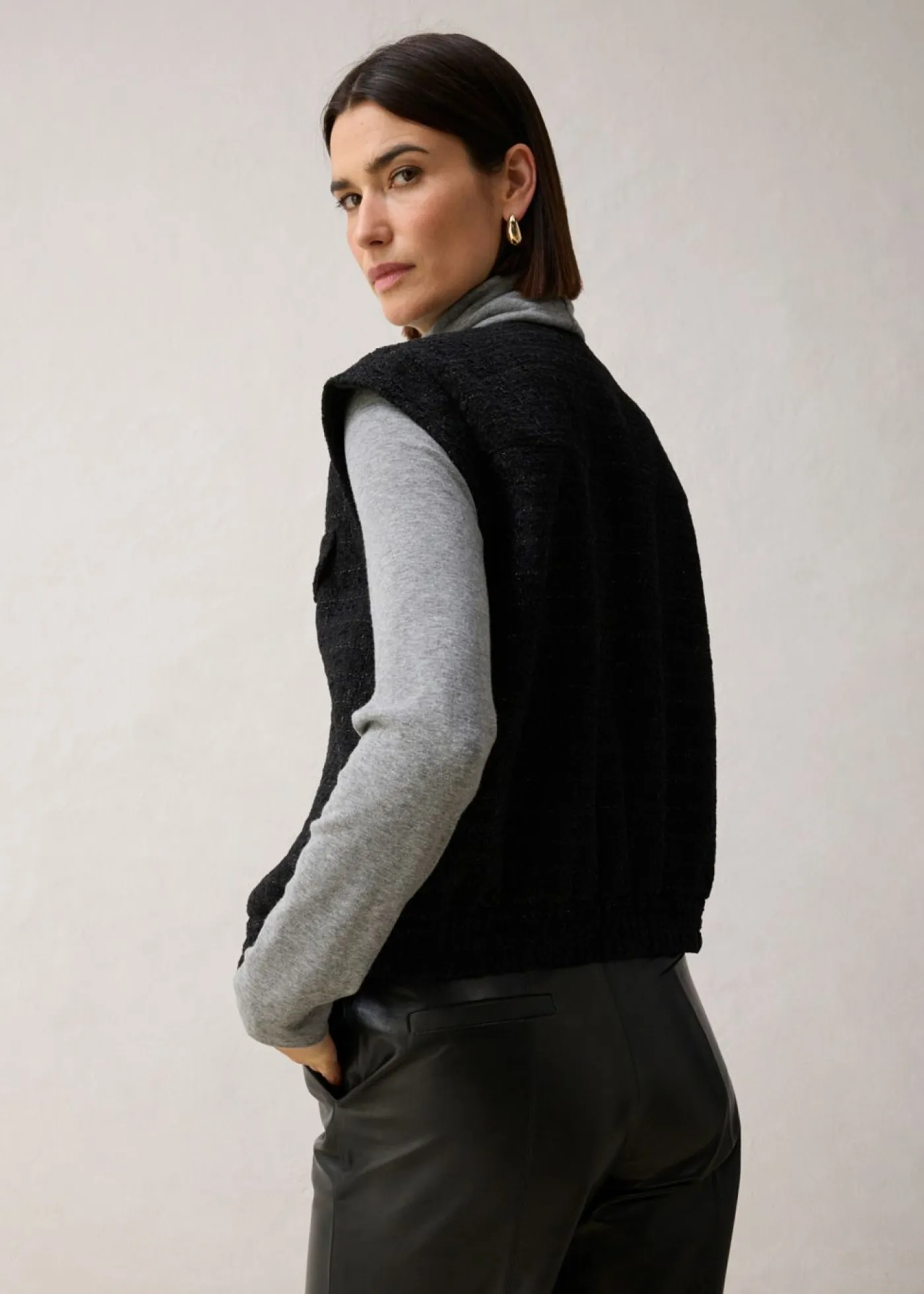 bonprix bonprix Chaquetas Y Abrigos>Chaleco tipo americana con contenido de lana Negro