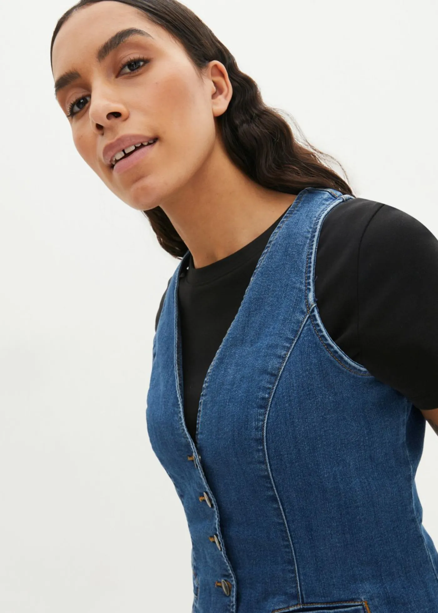 bonprix bonprix Chaquetas Y Abrigos>Chaleco vaquero elástico Denim