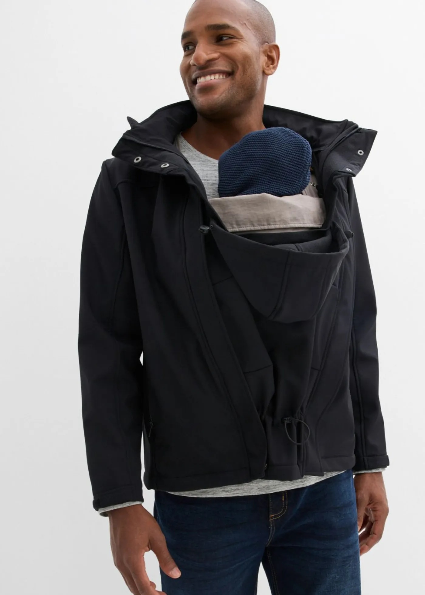 bonprix bonprix Premamá>Chaqueta 3 en 1 con función de porteo en la parte delantera y trasera para hombres Negro