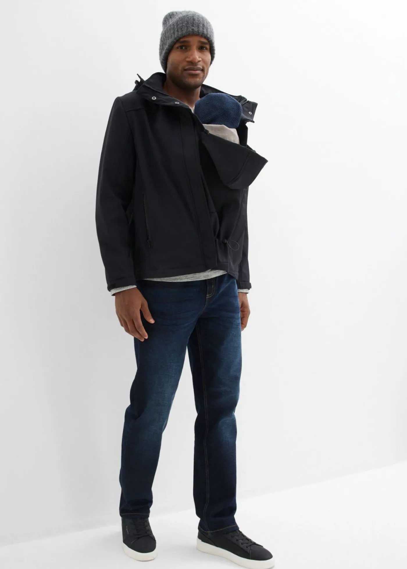 bonprix bonprix Premamá>Chaqueta 3 en 1 con función de porteo en la parte delantera y trasera para hombres Negro