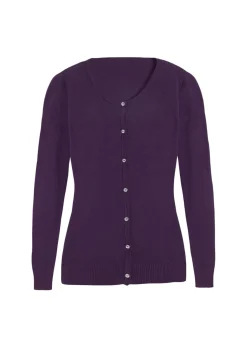 bonprix bonprix Básicos|Jerséis>Chaqueta ajustada de punto fino Lila oscuro