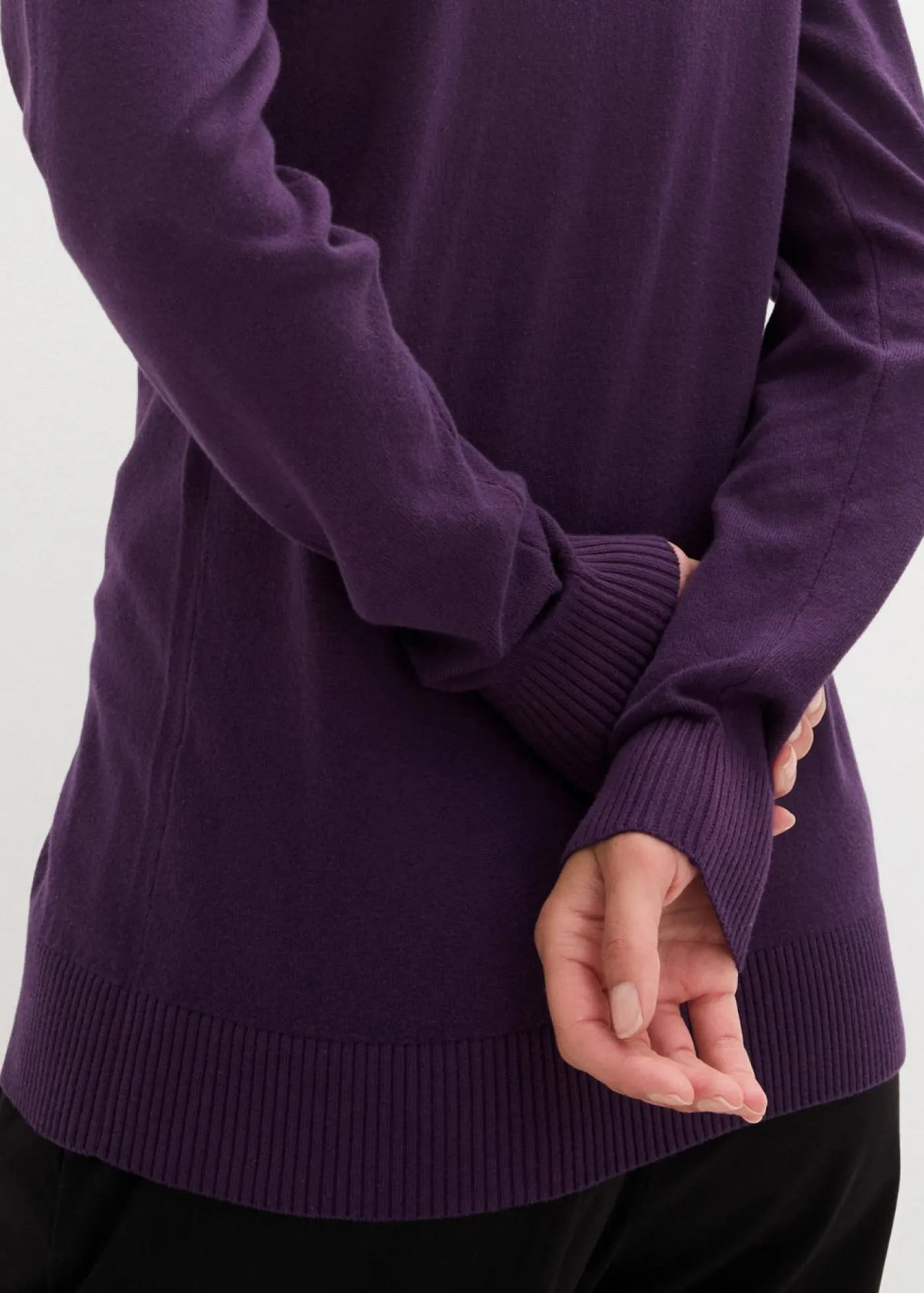 bonprix bonprix Básicos|Jerséis>Chaqueta ajustada de punto fino Lila oscuro