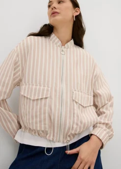 Mujer bonprix bonprix Chaqueta bomber con aspecto de lino