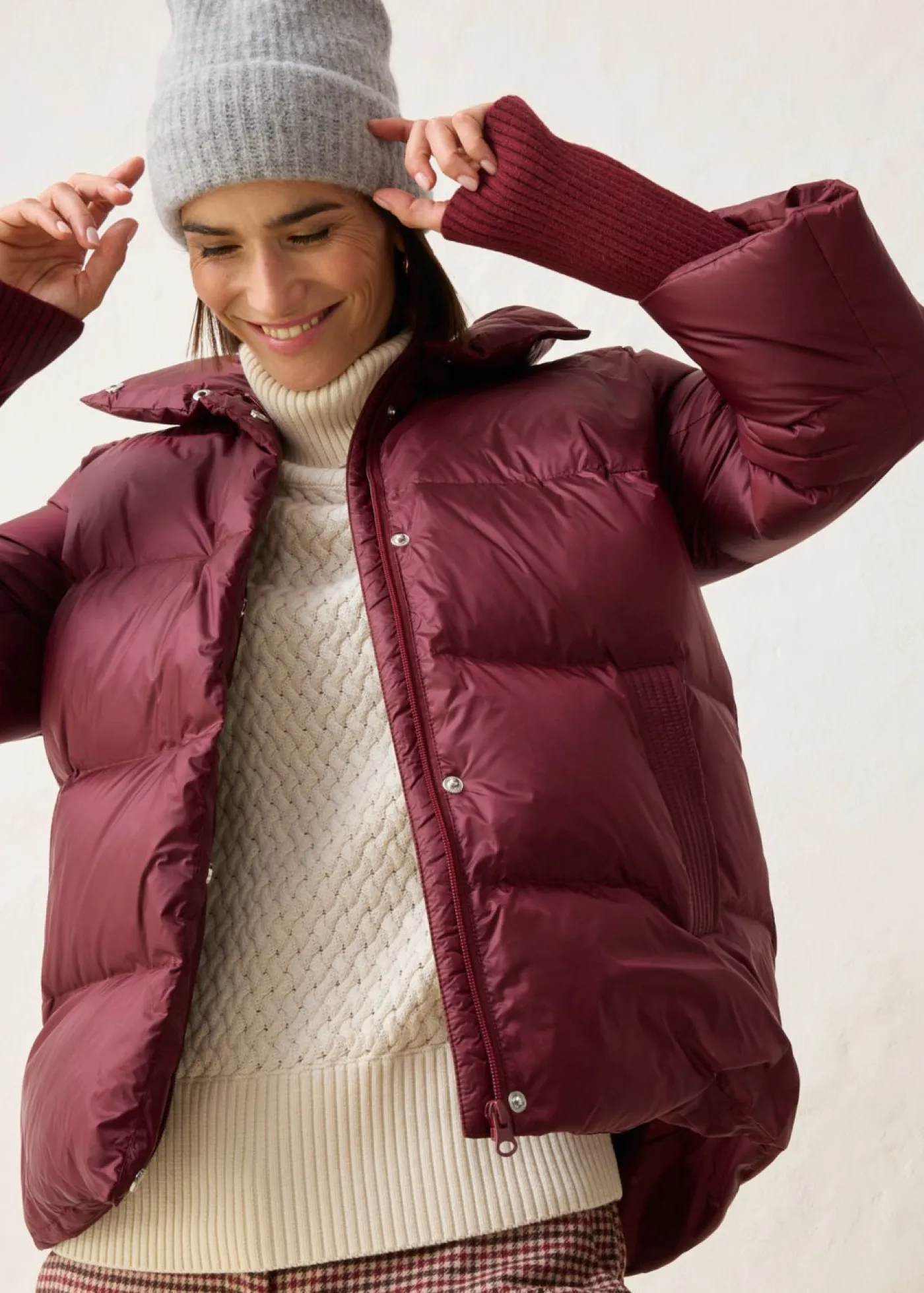 bonprix bonprix Premium|Chaquetas Y Abrigos>Chaqueta con plumón reciclado y mangas de punto mora oscuro