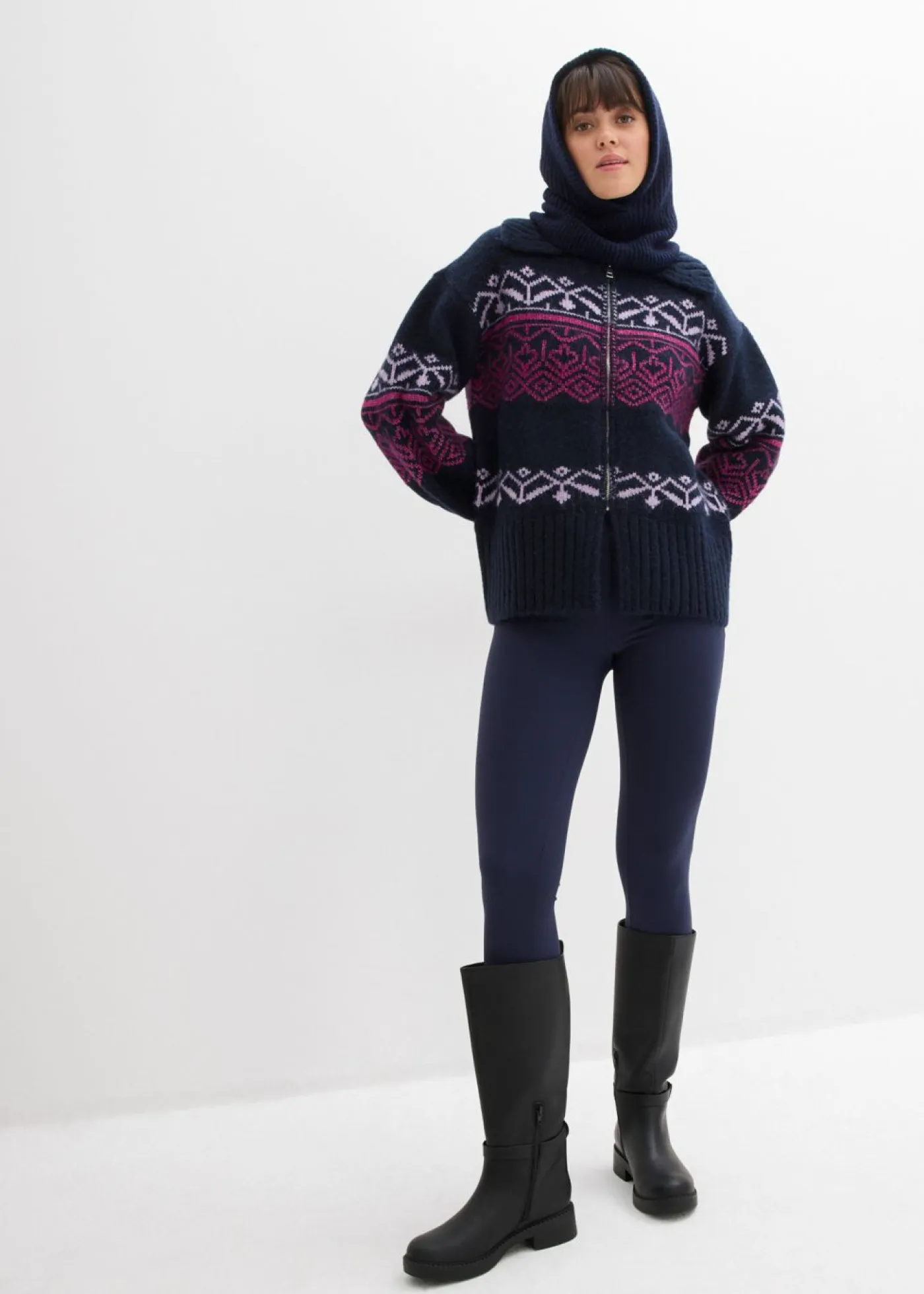 Mujer bonprix bonprix Chaqueta corta de punto con patrón nórdico