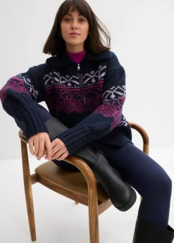 Mujer bonprix bonprix Chaqueta corta de punto con patrón nórdico