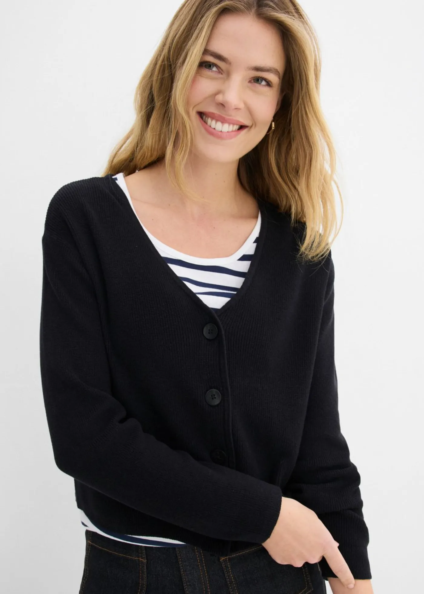 Mujer bonprix bonprix Chaqueta corta de punto de algodón orgánico puro