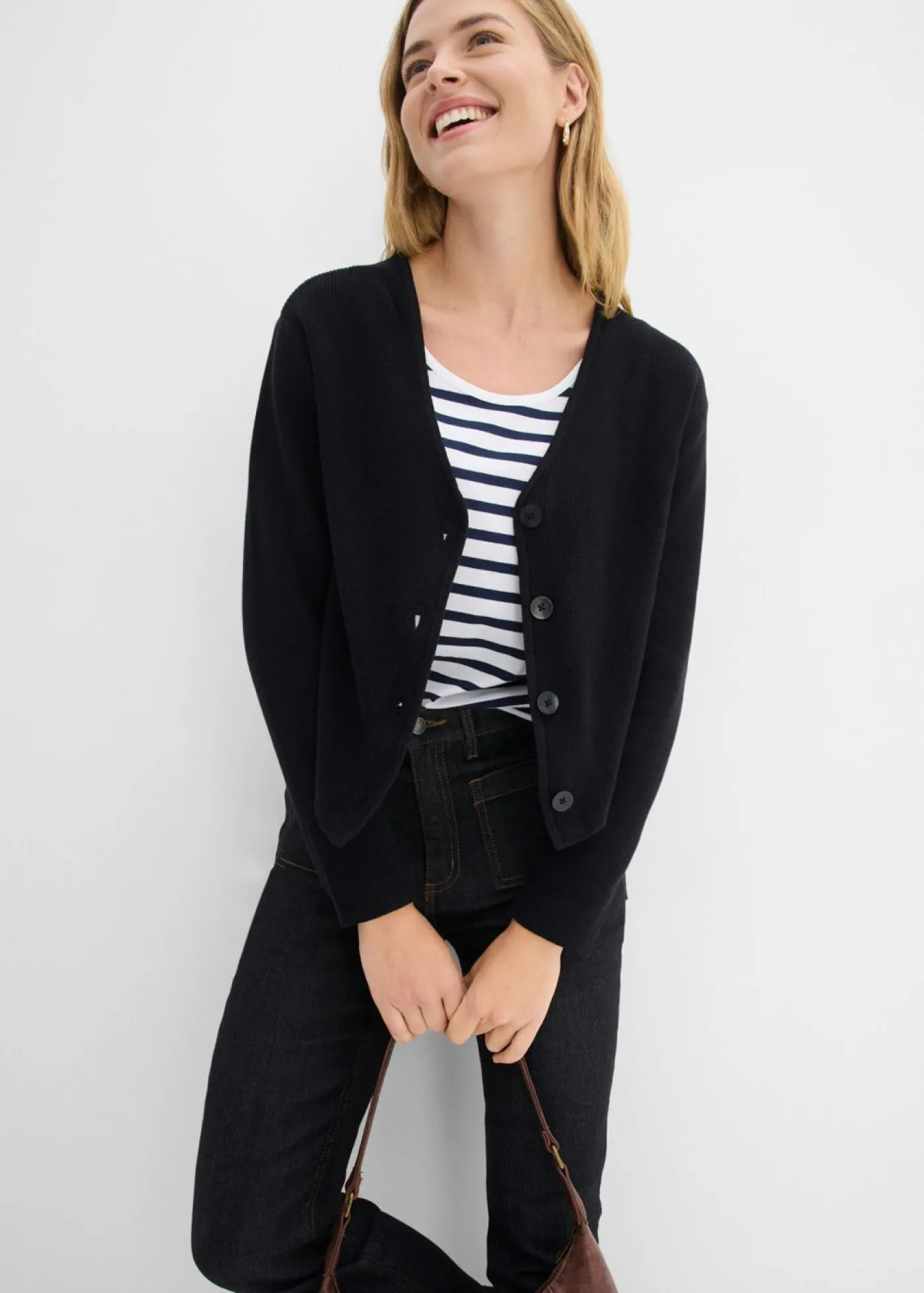 Mujer bonprix bonprix Chaqueta corta de punto de algodón orgánico puro