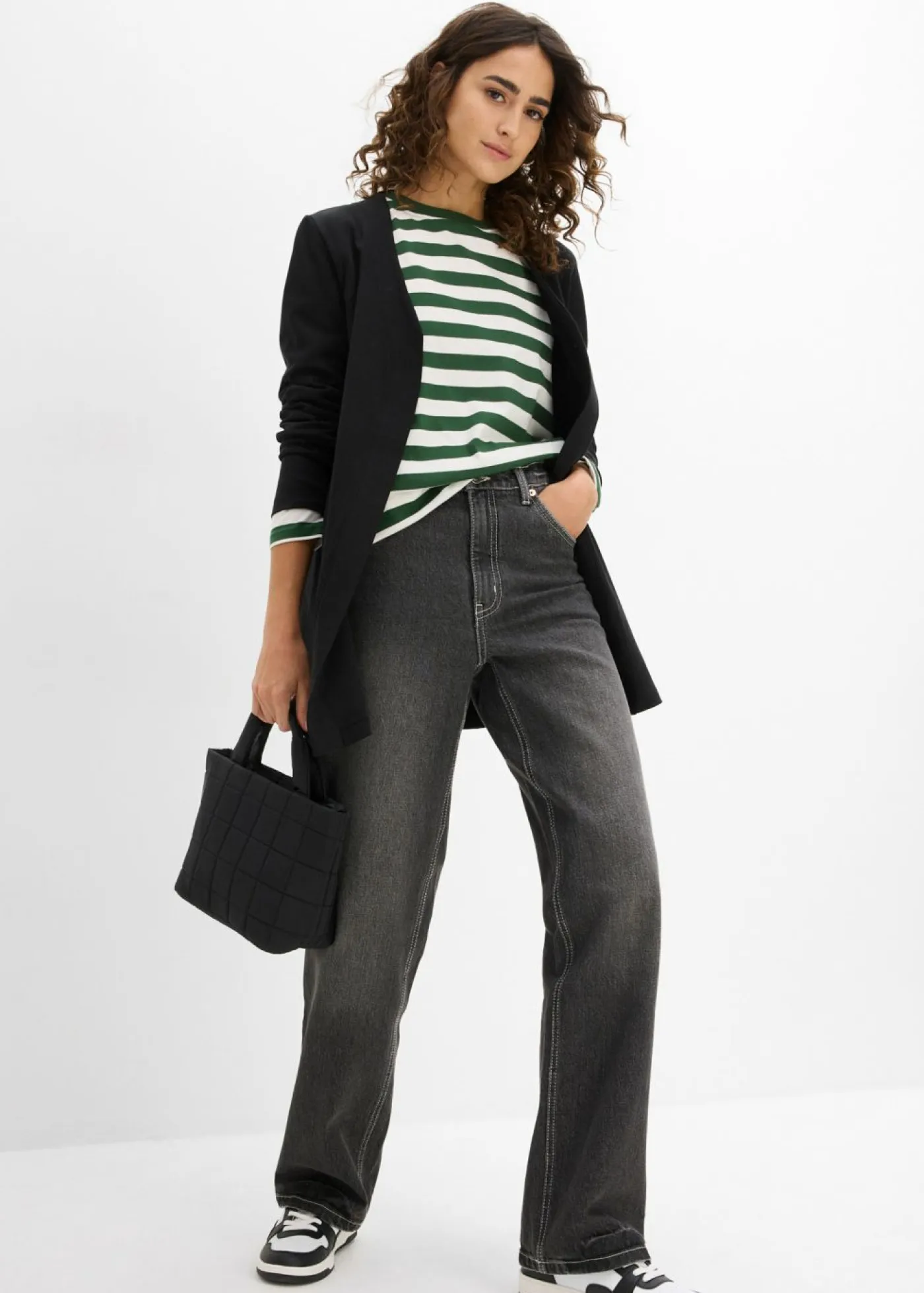 bonprix bonprix Básicos|Camisetas>Chaqueta de algodón orgánico puro Negro