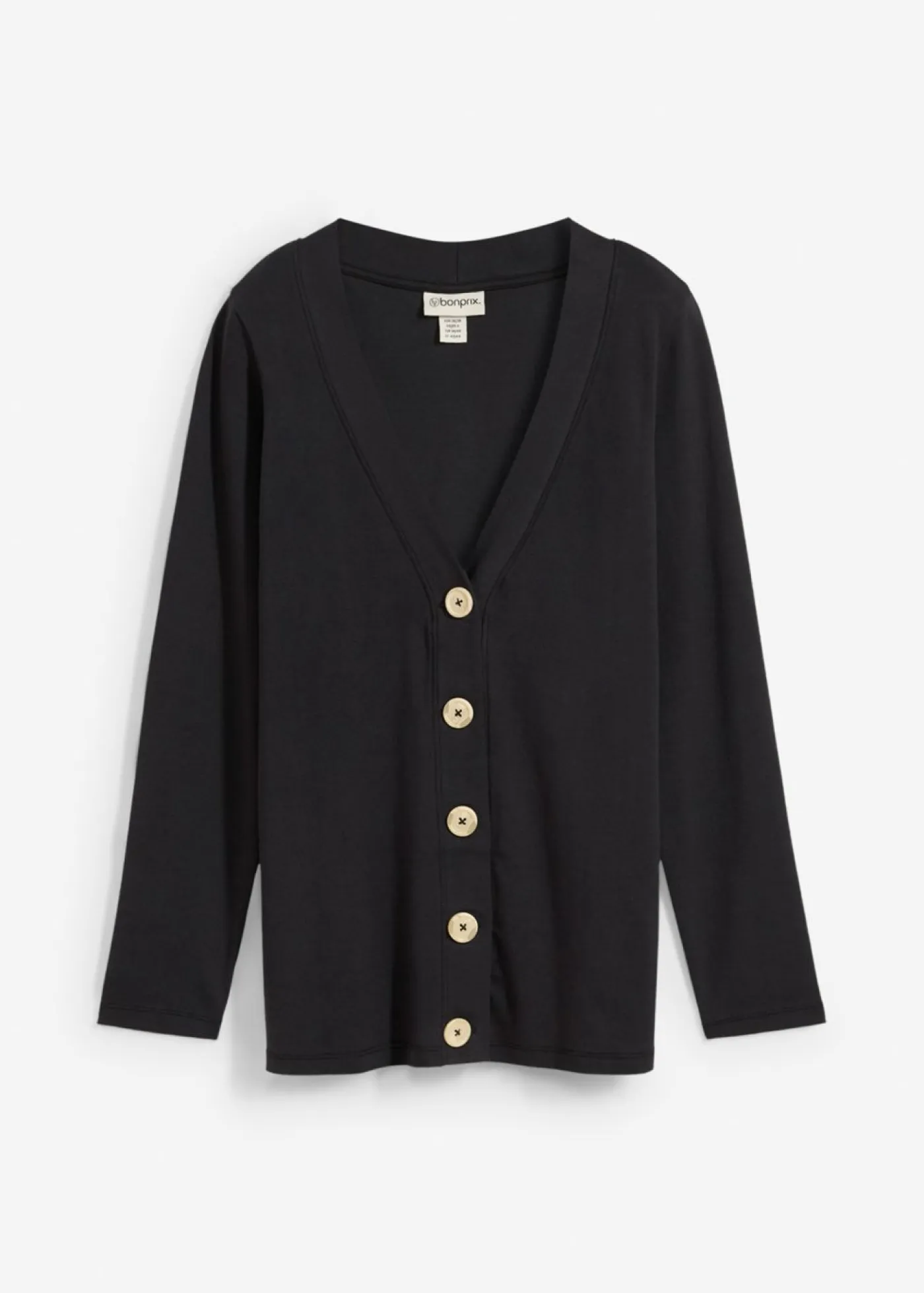 bonprix bonprix Básicos|Camisetas>Chaqueta de algodón orgánico puro Negro