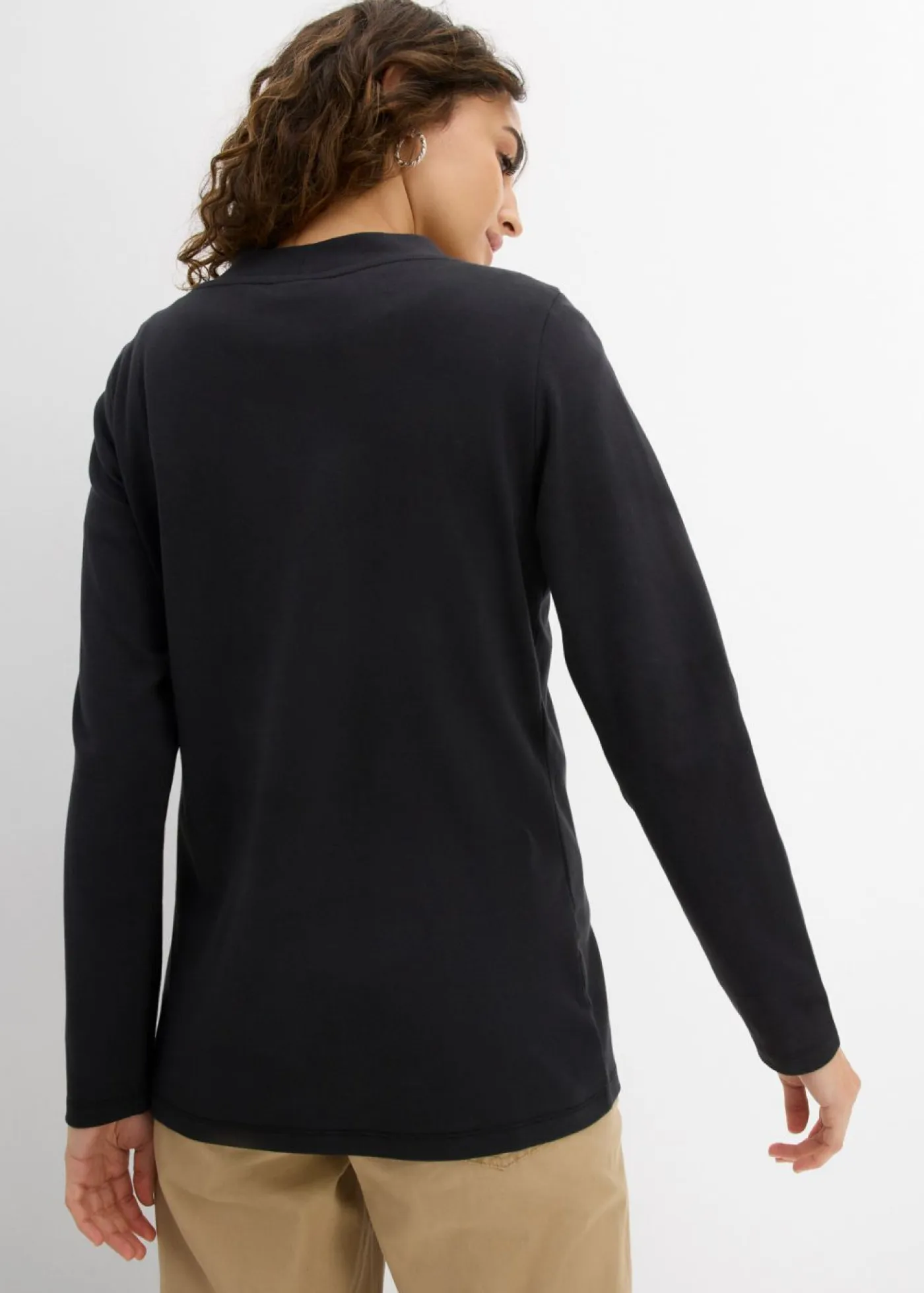 bonprix bonprix Básicos|Camisetas>Chaqueta de algodón orgánico puro Negro