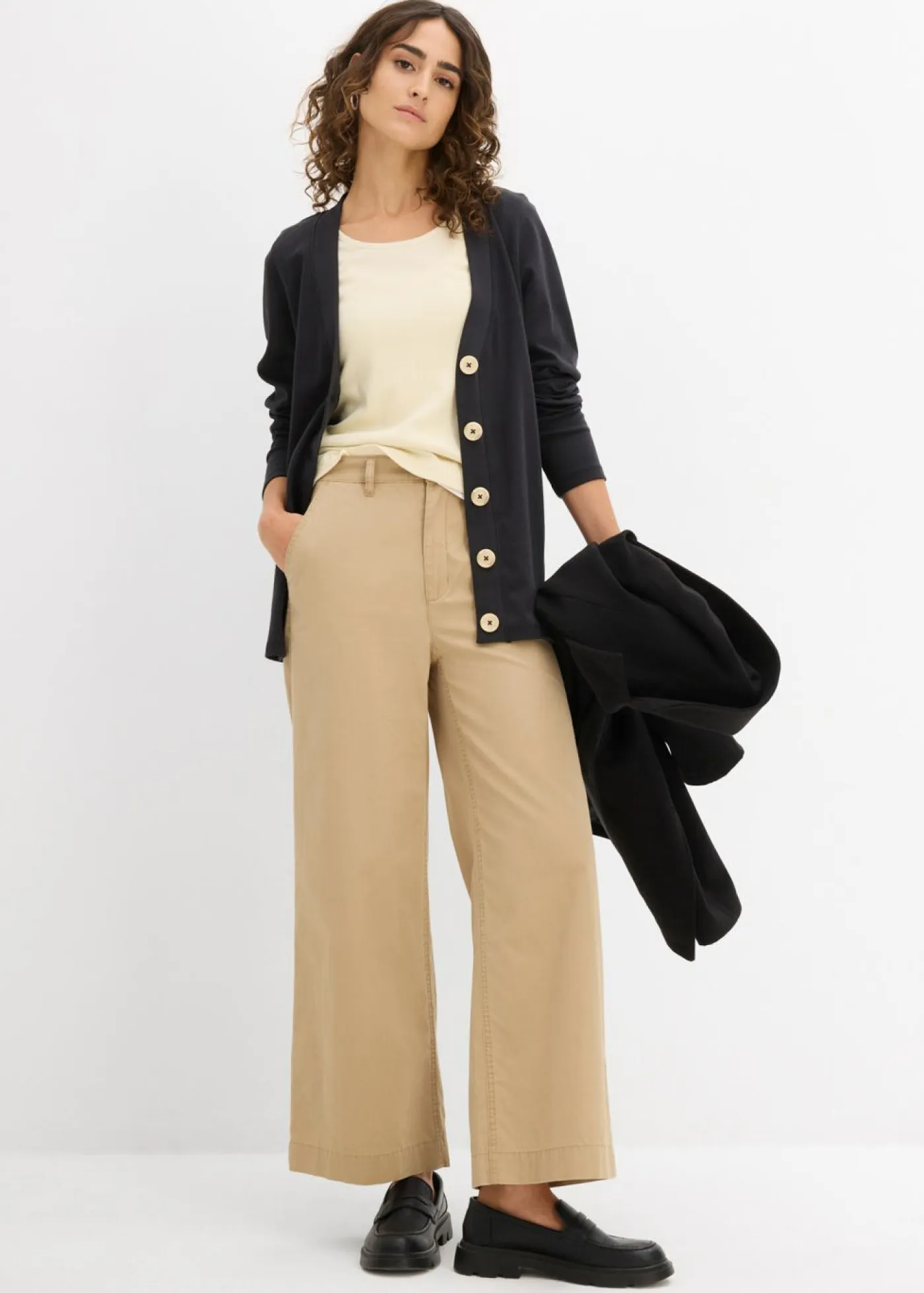 bonprix bonprix Básicos|Camisetas>Chaqueta de algodón orgánico puro Negro