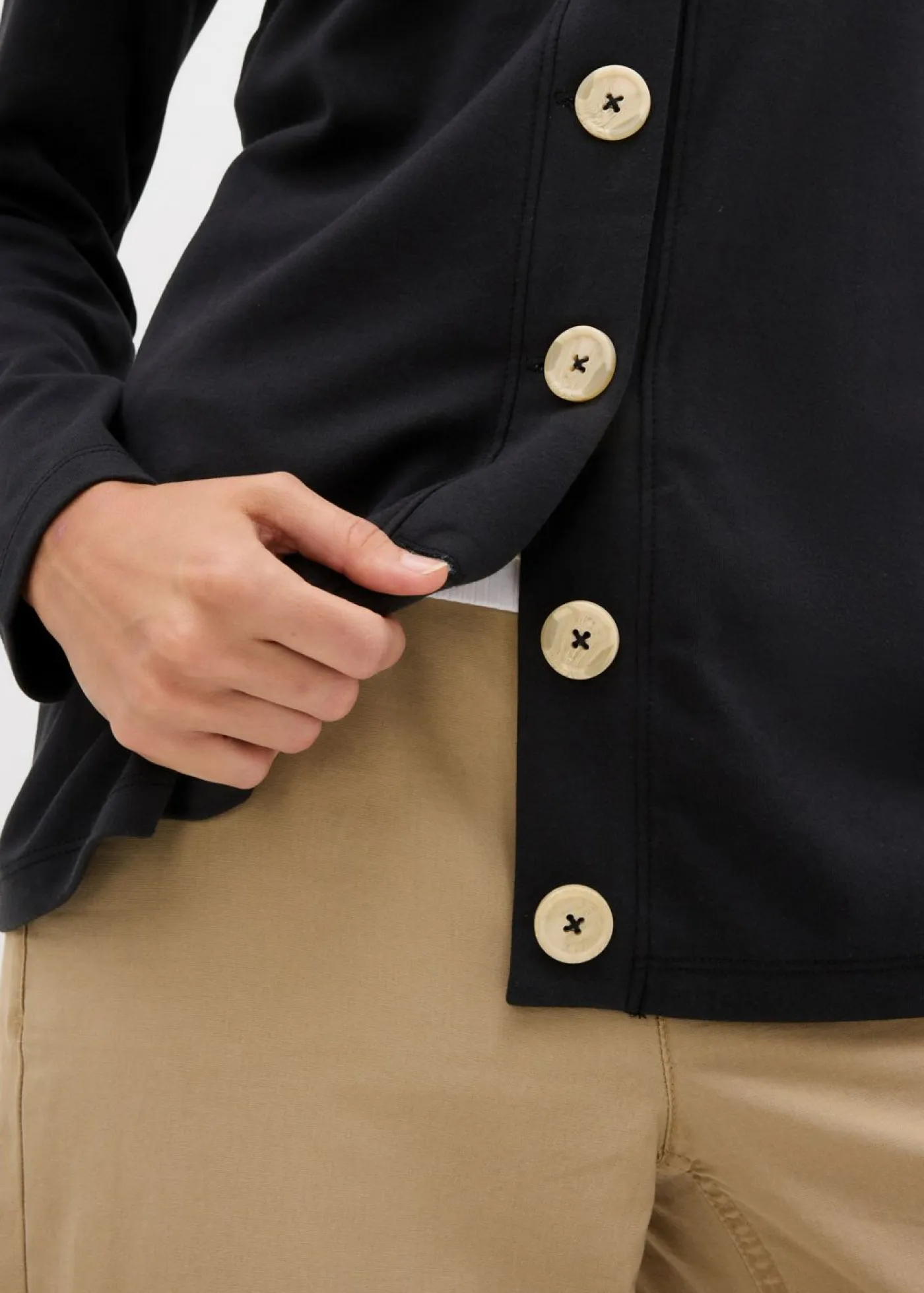 bonprix bonprix Básicos|Camisetas>Chaqueta de algodón orgánico puro Negro