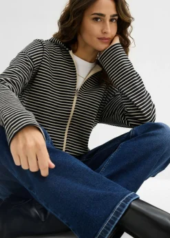 Mujer bonprix bonprix Chaqueta de chándal a rayas de mezcla de algodón
