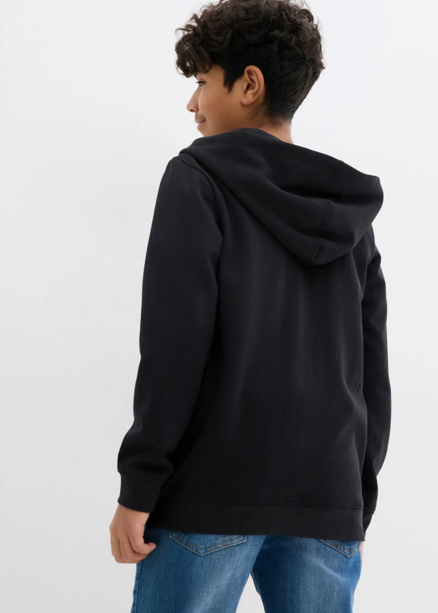 bonprix bonprix Ropa 9 A 16 Años·Sudaderas Y Jerséis>Chaqueta de chándal con capucha en suave mezcla de algodón Negro estampado