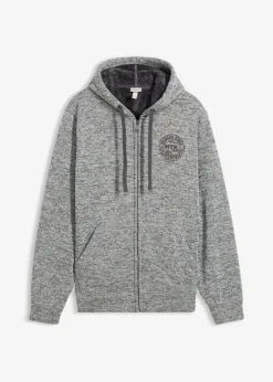 bonprix bonprix Ropa Térmica|Básicos En Rebajas>Chaqueta de chándal con capucha y forro polar Gris jaspeado