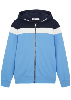 bonprix bonprix Ropa 9 A 16 Años·Sudaderas Y Jerséis>Chaqueta de chándal con capucha en suave mezcla de algodón azul marino/blanco lana/azul provenzal
