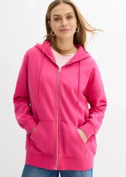 bonprix bonprix Ropa Cómoda>Chaqueta de chándal con capucha Pink lady