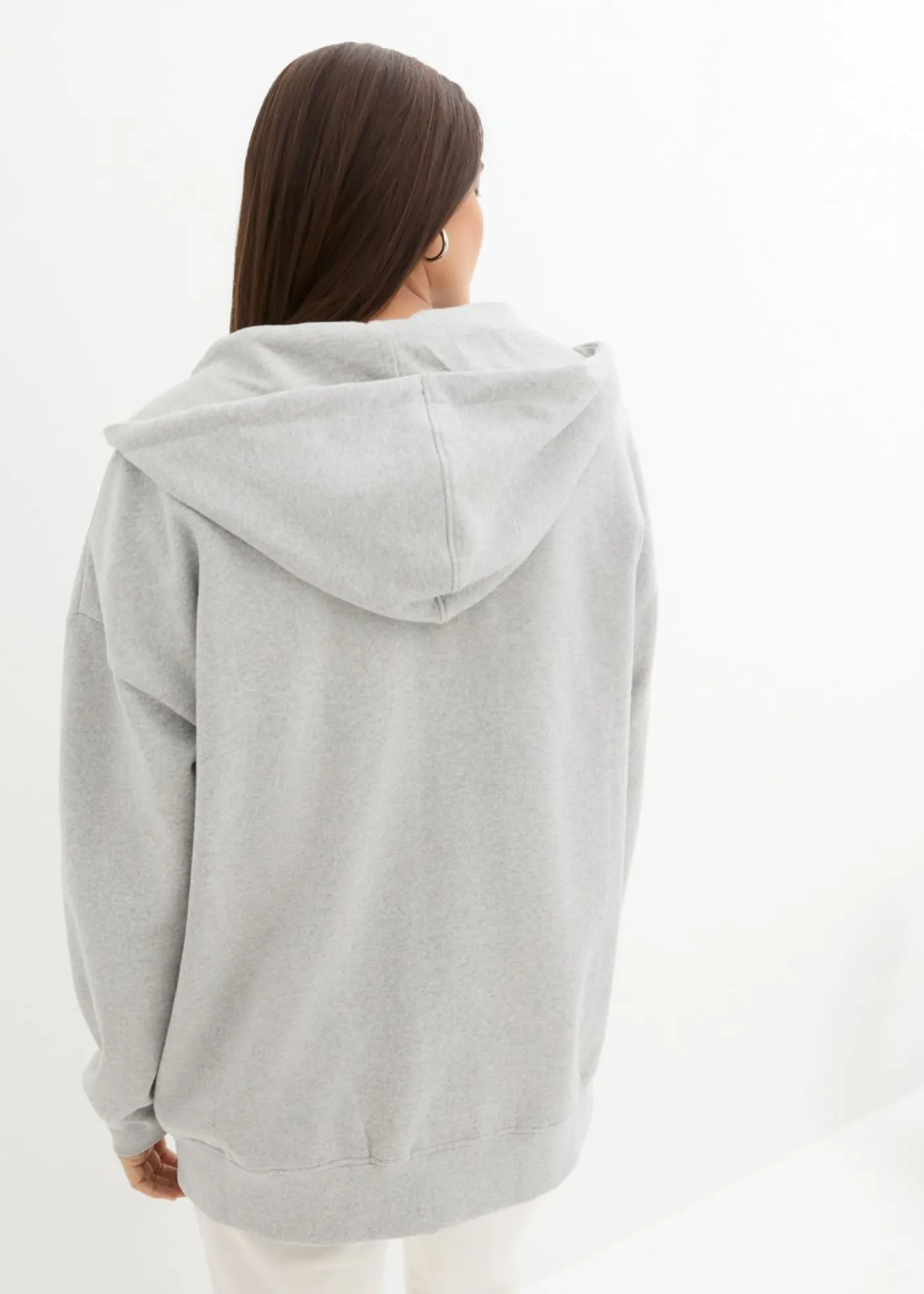 bonprix bonprix Ropa Cómoda>Chaqueta de chándal con capucha Gris claro jaspeado