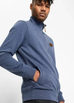 Hombre bonprix bonprix Chaqueta de chándal con cuello alto con detalles de piel sintética