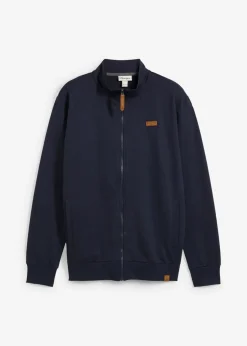 Hombre bonprix bonprix Chaqueta de chándal con cuello alto con detalles de piel sintética