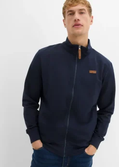 Hombre bonprix bonprix Chaqueta de chándal con cuello alto con detalles de piel sintética