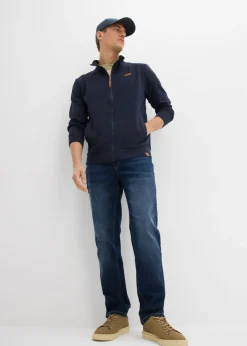 Hombre bonprix bonprix Chaqueta de chándal con cuello alto con detalles de piel sintética