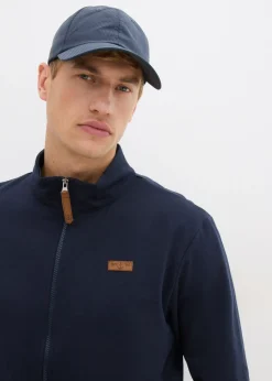 Hombre bonprix bonprix Chaqueta de chándal con cuello alto con detalles de piel sintética