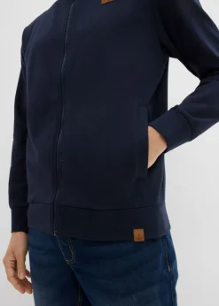 Hombre bonprix bonprix Chaqueta de chándal con cuello alto con detalles de piel sintética