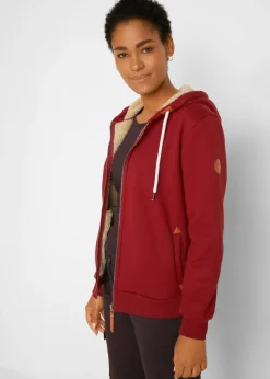 bonprix bonprix Ropa Cómoda>Chaqueta de chándal con forro polar rojo castaño