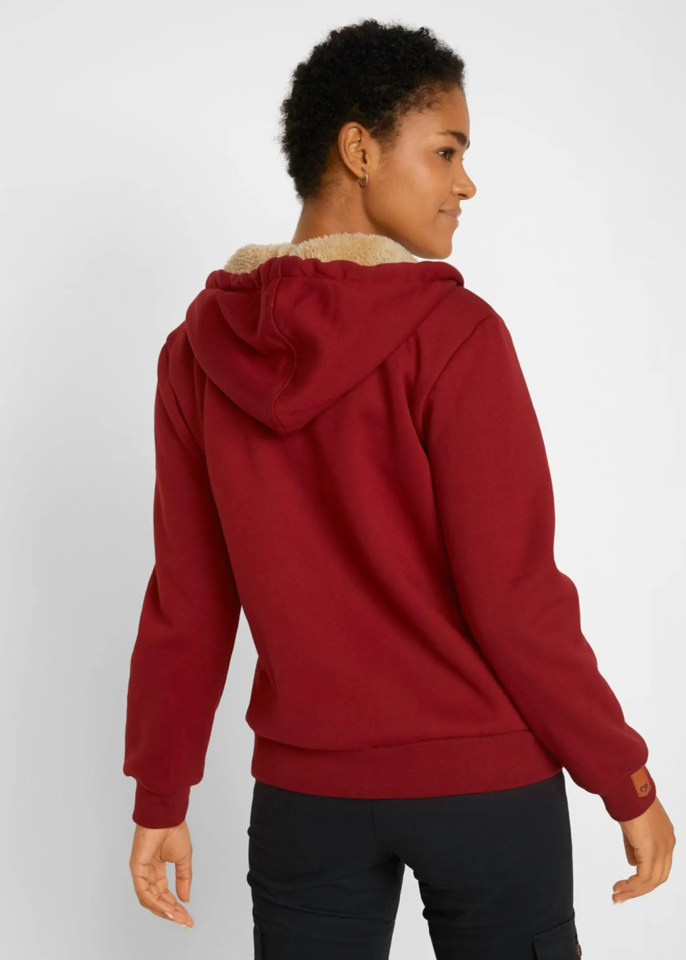 bonprix bonprix Ropa Cómoda>Chaqueta de chándal con forro polar rojo castaño