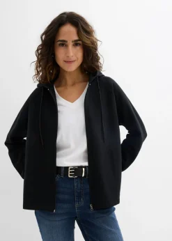 bonprix bonprix Básicos|Ropa Cómoda>Chaqueta de chándal de algodón orgánico puro Negro