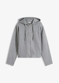 bonprix bonprix Básicos|Ropa Cómoda>Chaqueta de chándal de algodón orgánico puro gris jaspeado moteado