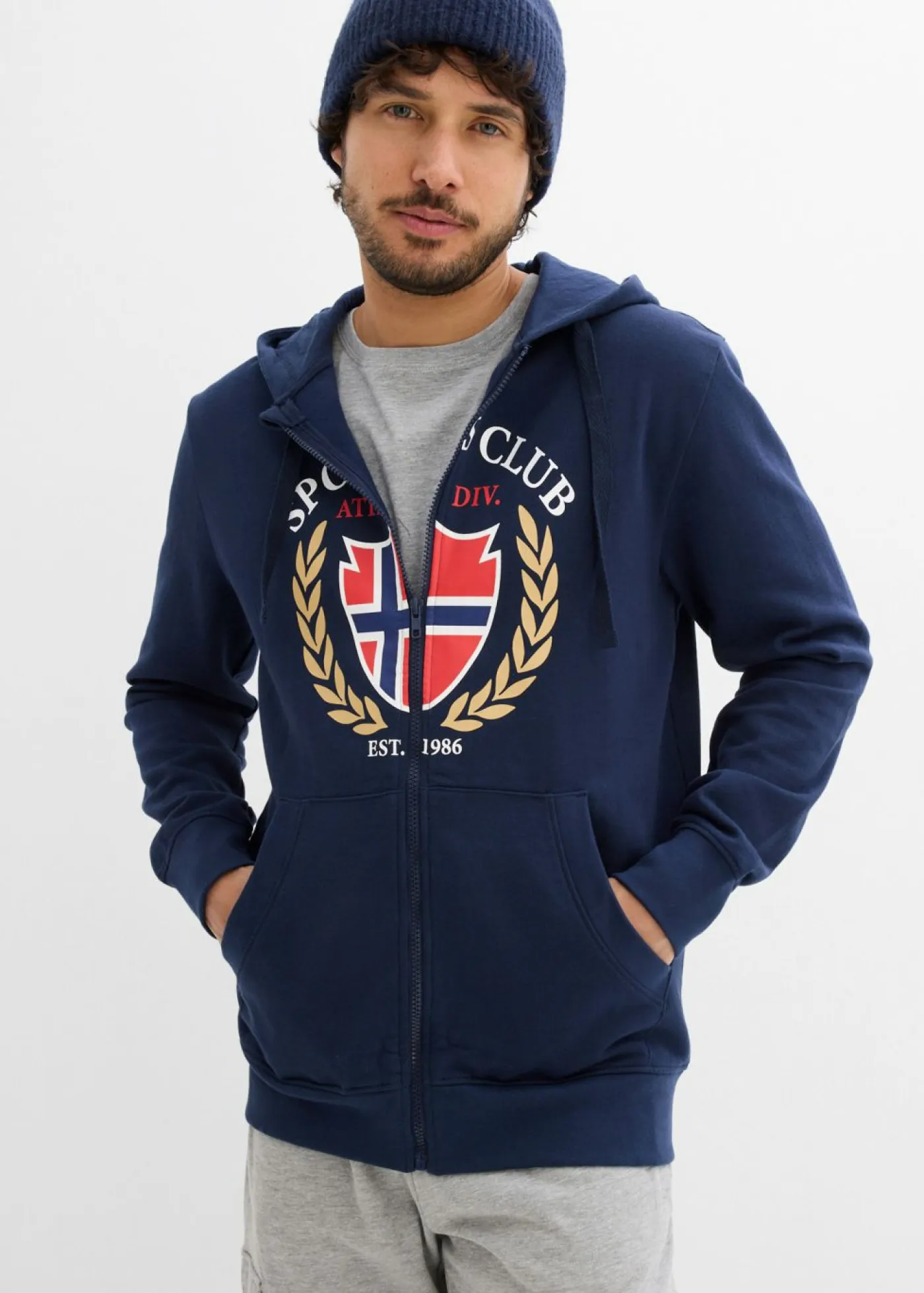 Hombre bonprix bonprix Chaqueta de chándal de algodón puro con capucha