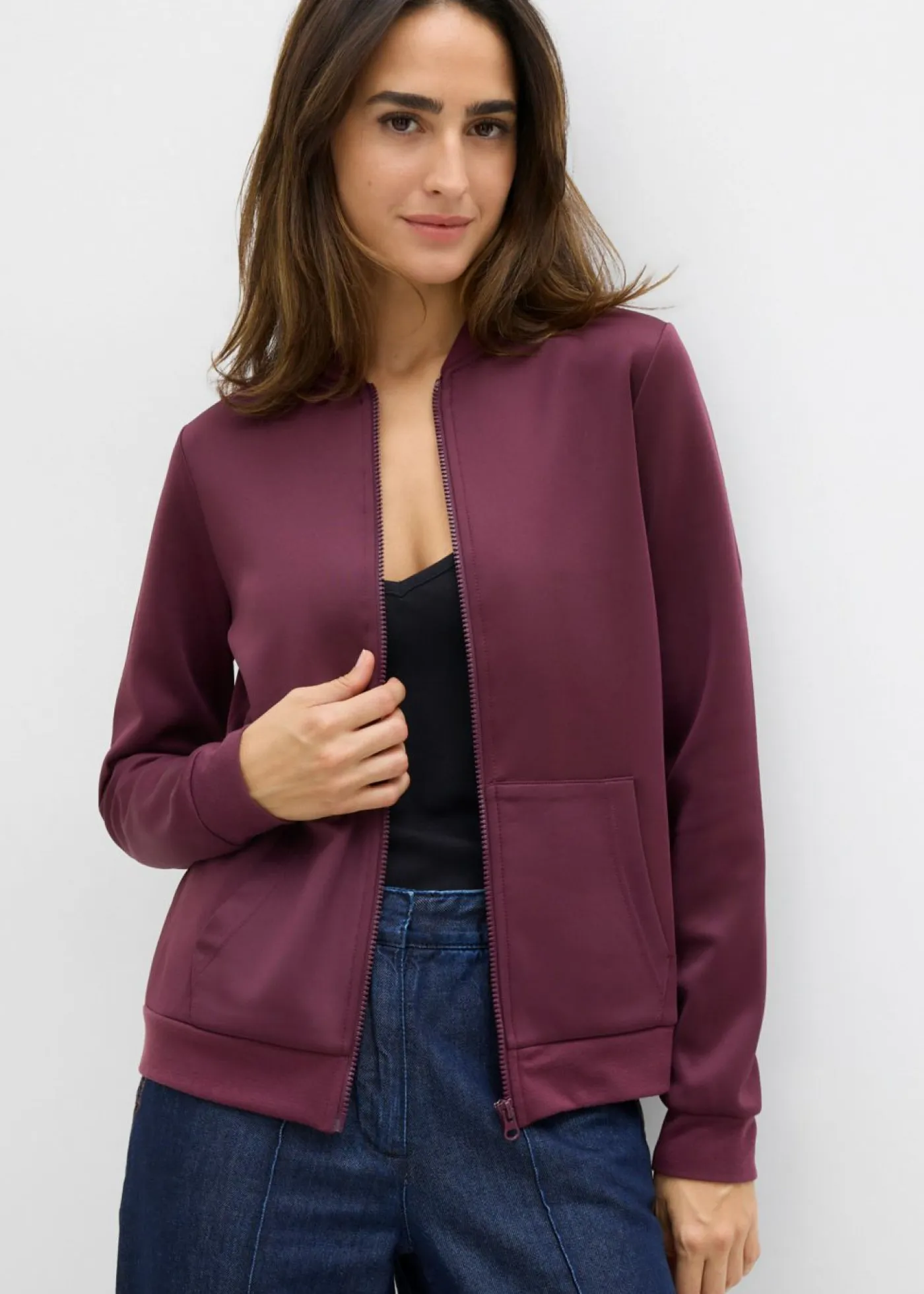 bonprix bonprix Básicos|Ropa Cómoda>Chaqueta de chándal de neopreno con cremallera rojo burdeos